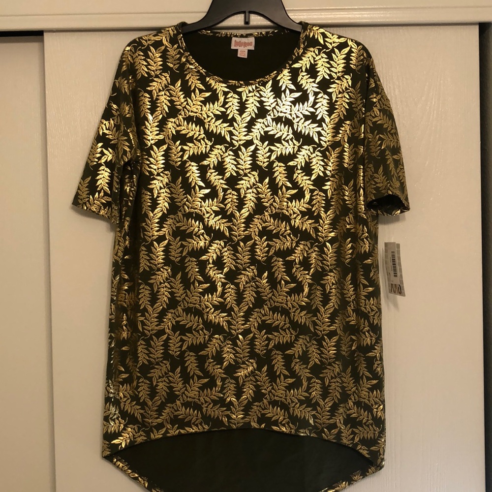 NWT elegant Irma XXS green and gold leaf print